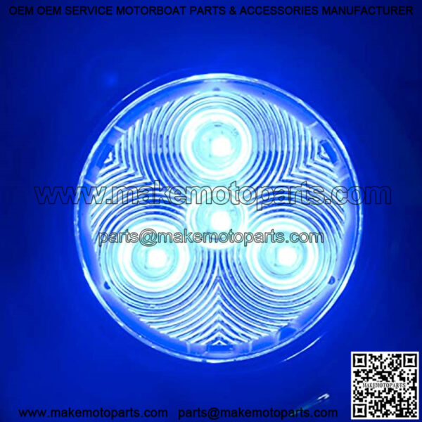 Amarine Made 12V DC 3" Polished Stainless Steel Housing Round LED Courtesy Light, LED Puck Light with 4 Blue Colored LED - Image 5
