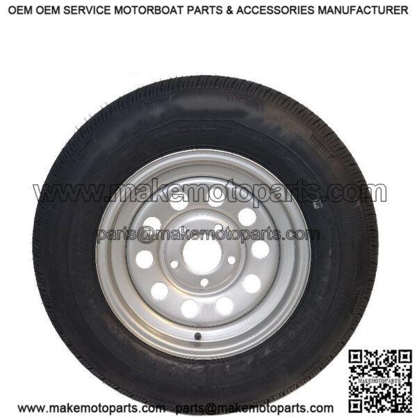 ST205/75R-15 in. RADIAL Tire & Silver Mod. Rim, 5 on 4.5", L.R. D