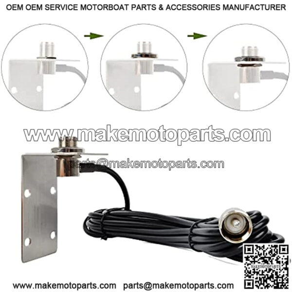 Boat Antenna, 156-163Mhz Anti-Corrosion Whip with 5M/16.4ft RG58 Coax Cable and L Shape Fender Bracket for Uniden Icom Yaesu Cobra Midland Two Way Radio Transceiver - Image 5