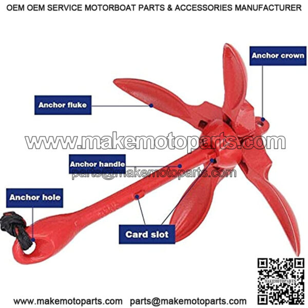 Anchor Kits Portable Folding Anchor Buoy Kit Canoe Raft Boat Sailboat Fishing 3.5 lbs Rope Complete Folding Grapnel Anchor Kit for Small Boats, Kayaks Jet Ski etc - Image 3