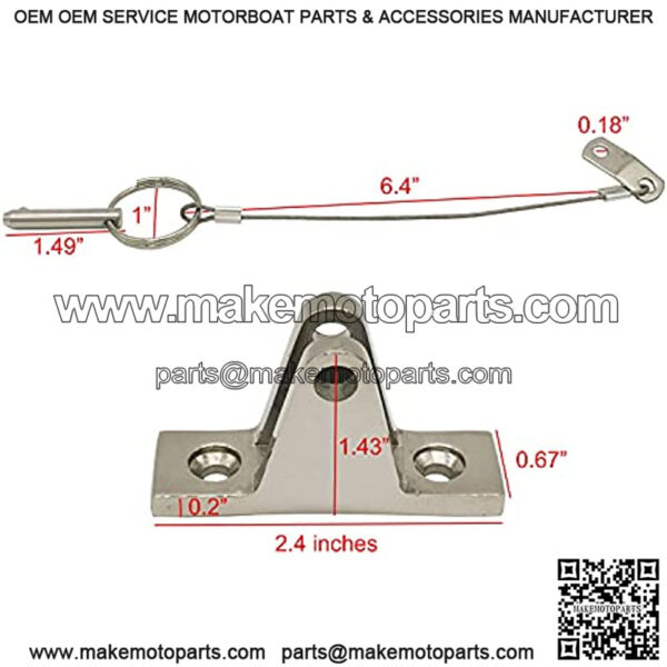 Stainless Steel Boat Bimini Top Deck Hinge with Quick Release Pin Lanyard for Slide Rail Anchor Flat Mount - Image 3