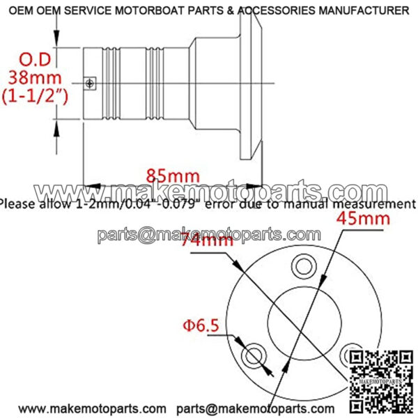 New Casting 1-1/2"(38mm) Boat Deck Fill/Filler with Key Cap 316 Stainless Steel Hardware for Boat Yacht Caravan - Image 2