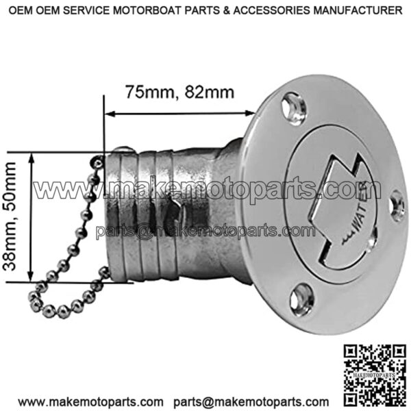 Stainless Steel Hardware 45 Degree Fuel Deck Filler Cap Stainless Steel 316 38mm 50mm Boat Yacht Accessories Parts for Boat (Color : WASTE-50mm) - Image 3