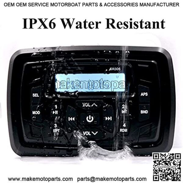 Marine Stereo Bluetooth Waterproof Boats Golf Cart Radio Digital Media Stereo Receiver AM FM Tuner Bluetooth Streaming on ATV UTV Motorcycle and Spa Hot Tubs - Image 2