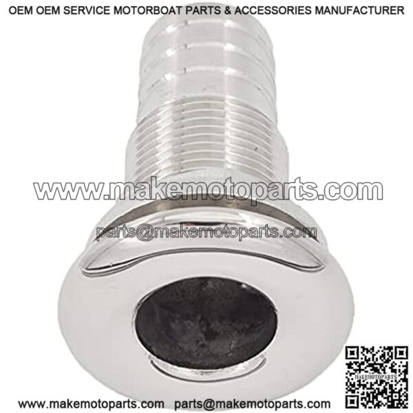 Stainless Steel Barbed Standard Length Straight Thru-Hull Barbed Hose Thru Drain Connector 1" w/Nut Boat Plumbing Fittings for Boats, Yachts, Marine - Image 2