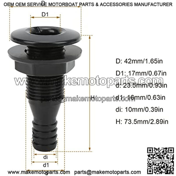Boat Thru Hull Connector, 5/8in Thru Hull Fitting Straight ABS Impact Resistance Hose Connector for Boats Marines - Image 3