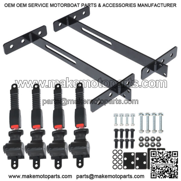 4 Golf Cart Seat Belts and Bracket Kit For E-Z-G-O Yamaha Club Car