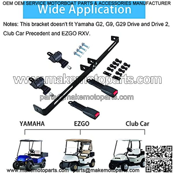 Golf Cart Seat Belts Bracket Kit Retractable, 2PCS/4PCS with Bracket Seat Belts for EZGO, Yamaha, Club Car DS Precedent TXT & RXV - Image 2