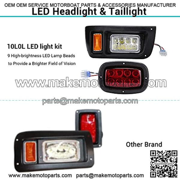 Golf Cart LED Light KIT(12V) Fits Yamaha G14, G16, G19 G22, Complete LED Headlight and Taillights with Brake, Hazard,Horn and Turn Signal Upgrade Kit - Image 2