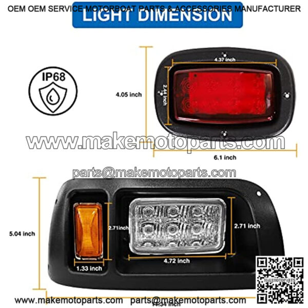 Club Car DS Light Kit Golf Carts 12V LED Headlights & Tail Lights Kit Combo Street Legal for Club Car DS Gas & Electric(1993 & Newer Models) - Image 3