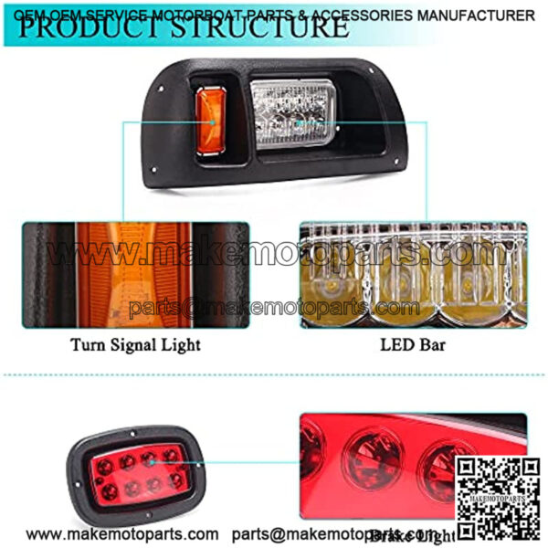 Golf Cart Universal LED Light Set for Club Car DS gas & electric models 12V Headlight Taillight Brake Light - Image 4
