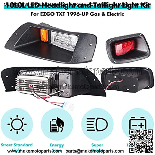 Golf Cart LED Headlight and Tail light Light Kit for EZGO TXT 1996-UP Gas & Electric (12V Input) - Image 2