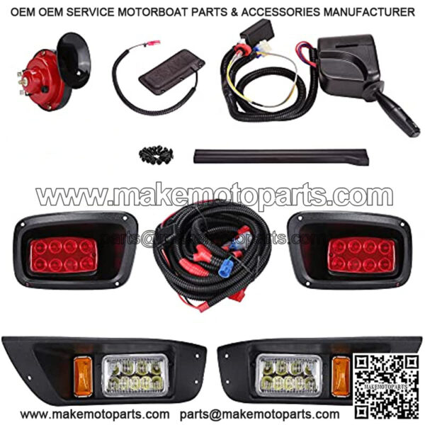 Golf Cart LED Headlights and Tail Light Kits for EZGO TXT 1996-2013 Gas & Electric Carts, 12V Street Legal Lights Kit With Turn Signal Wiring Harness