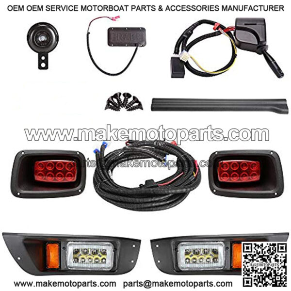Golf Cart LED Headlights & Tail Light for EZGO TXT Carts (12V-48V) with Turn Signals Kits, Low/High Beam, Horn, Brake Pad, Daytime Running Lamp - 2 Version - Image 2