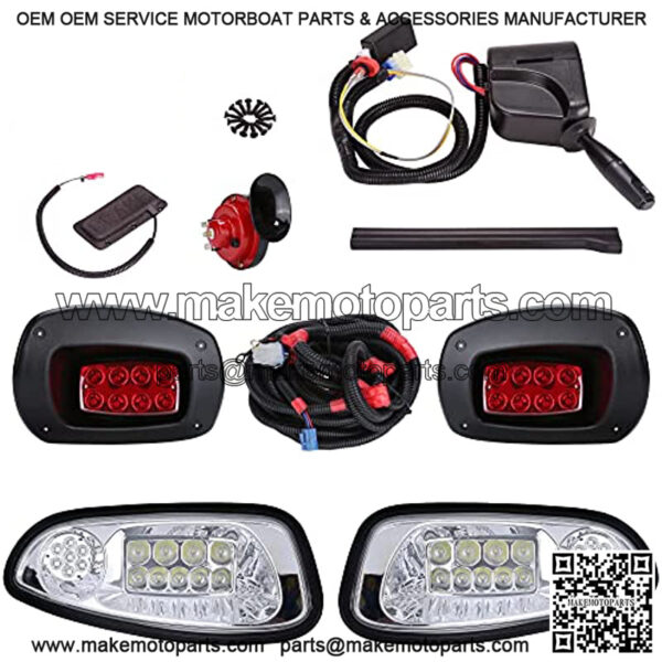 Golf Cart LED Headlights and Tail Light Kits for EZGO RXV 08-15 Gas & Electric Carts, 12V Street Legal Lights Kit With Turn Signal Wiring Harne(NOT Fit 2016+ RXV II )