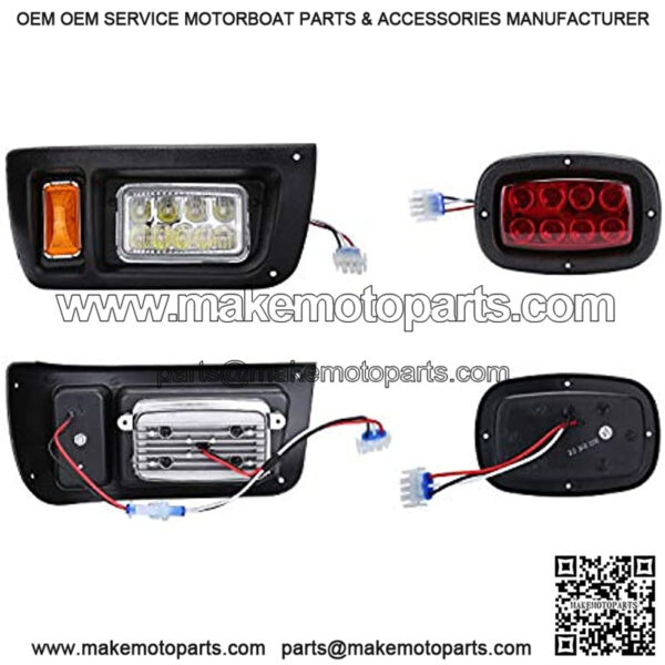 Golf Cart LED Headlights and Tail Light Kits for Club Car DS Gas & Electric Carts, 12V Street Legal Lights Kit With Turn Signal Wiring Harness - Image 2