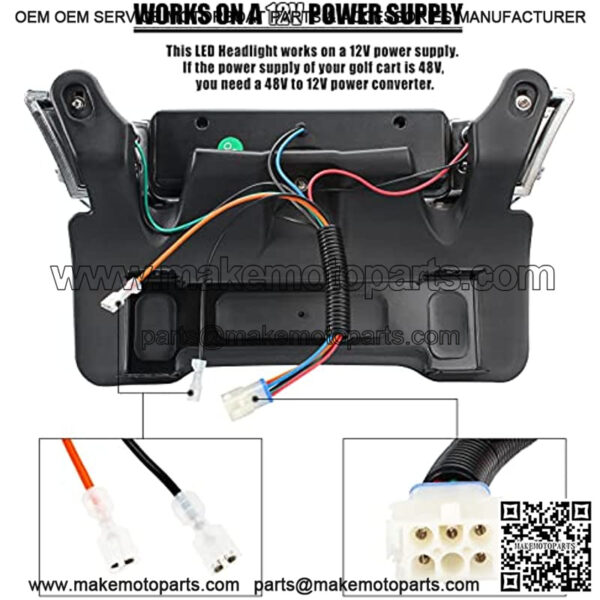 Club Car Precedent Led Head Light Wire Harness, Fits 2004-UP Electric Golf Carts - Image 2