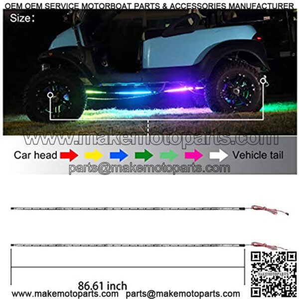 Golf Cart Underglow LED Light Strip Kit, 14 Modes Underbody Glow Neon Lighting with Wireless Remote Control, Sound Active, Water Resistant Flexible Tubes 126-LEDs 86 Inch 2 Pack - Image 2