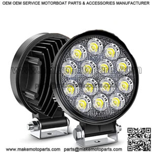 LED Pods 2Pcs 4.5Inch 42W 4200LM Round Flood Light Off Road Lights Fog Lights Driving Roof LED Light Bar Work Light for ATV UTV SUV Truck Boat (15017C-B) , White