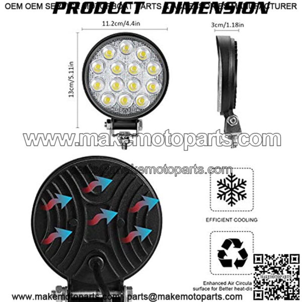 Led Round Light Bar 2PCS 4.5" 140w 14000LM Flood Light Pod Off Road Fog Driving Roof Bar Bumper for Jeep,SUV Truck, Hunters - Image 2