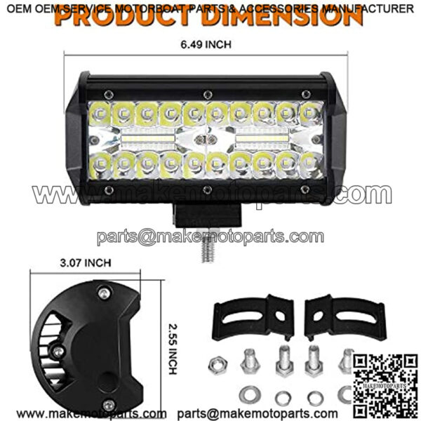 LED Light Bar, YEEGO 7 Inch Off Road Light 240W 24000lm with Wiring Harness(10ft /2 Lead), Waterproof Spot & Flood Combo Beam LED Light Bar for Pickup Truck ATV UTV SUV Boat - Image 3