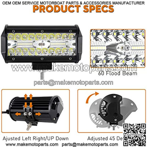 LED Light Bar, YEEGO 7 Inch Off Road Light 240W 24000lm with Wiring Harness(10ft /2 Lead), Waterproof Spot & Flood Combo Beam LED Light Bar for Pickup Truck ATV UTV SUV Boat - Image 5