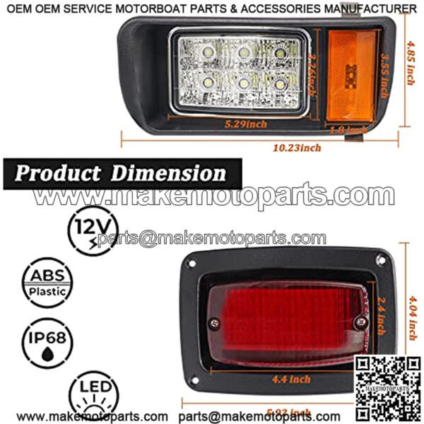 Club Car DS Led Head Light Kit Headlight and Tail Light Assembly for 1993-up Golf Cart Factory Style 101988002 101988001 - Image 3