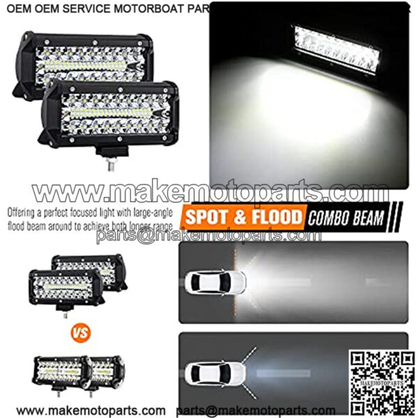 7 Inch LED Pods Spot Flood Combo Beam Liteway 24000 LM Triple Row Light Bar Off Road Driving Led Work Lights for UTV ATV Jeep Truck Boat, IP68 Waterproof 2 Pack LED Light Bars - Image 2