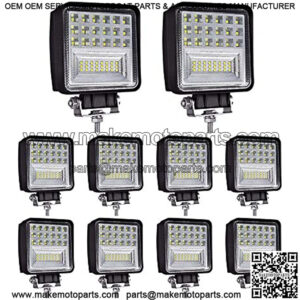 LED Light Pods, 4inch 126W Square LED Work Light, Spot & Flood Light Off Road Light, Led Fog Light Truck Light Driving Light Boat Light for Truck Pickup Jeep SUV ATV UTV Waterproof (10 Pack)