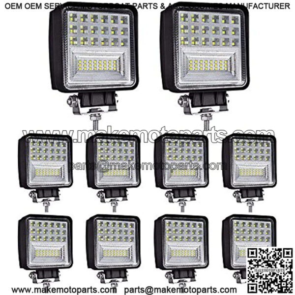 LED Light Pods, 4inch 126W Square LED Work Light, Spot & Flood Light Off Road Light, Led Fog Light Truck Light Driving Light Boat Light for Truck Pickup Jeep SUV ATV UTV Waterproof (10 Pack)