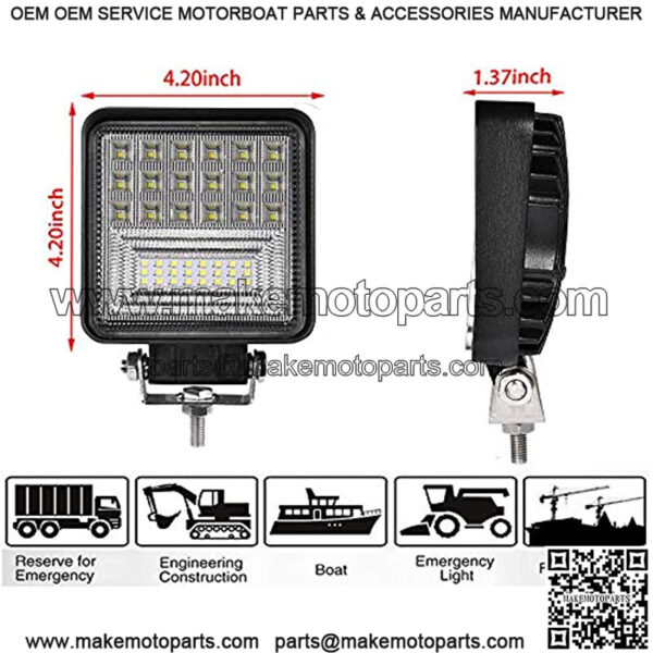 LED Light Pods, 4inch 126W Square LED Work Light, Spot & Flood Light Off Road Light, Led Fog Light Truck Light Driving Light Boat Light for Truck Pickup Jeep SUV ATV UTV Waterproof (10 Pack) - Image 2