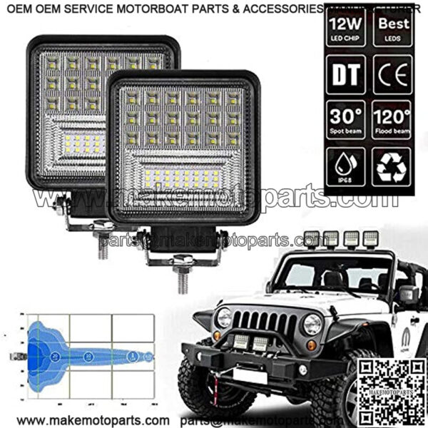 LED Light Pods, 4inch 126W Square LED Work Light, Spot & Flood Light Off Road Light, Led Fog Light Truck Light Driving Light Boat Light for Truck Pickup Jeep SUV ATV UTV Waterproof (10 Pack) - Image 3
