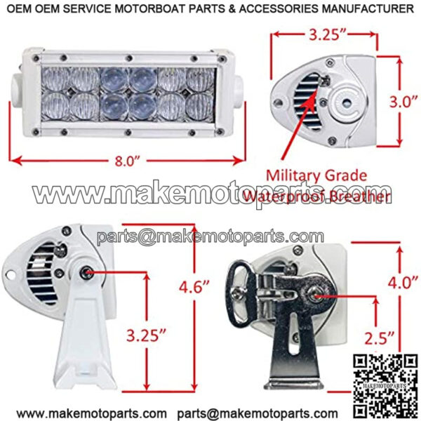 8" White 4D Series 36w LED Light Bar Combo Beam Plug and Play Harness for Marine Boat Fishing Vessel 12v-24v - Image 3