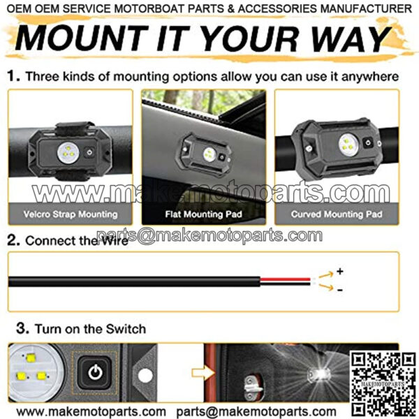 LED Dome Light, Niking Auto Universal Roll Bar Mount LED Interior Light Dome Light w/Switch Roll Cage Light Car Reading Light Courtesy Work Light for UTV ATV Polaris RZR Golf Cart - Image 3