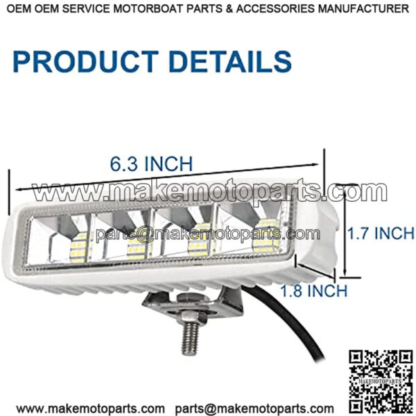 6 inch 72W Waterproof Led Boat Lights Spotlights Deck/Dock Marine Lights 4000LMS 120??Flood Light Led Light Bar, 2 Pack, 12/24 V - Image 2