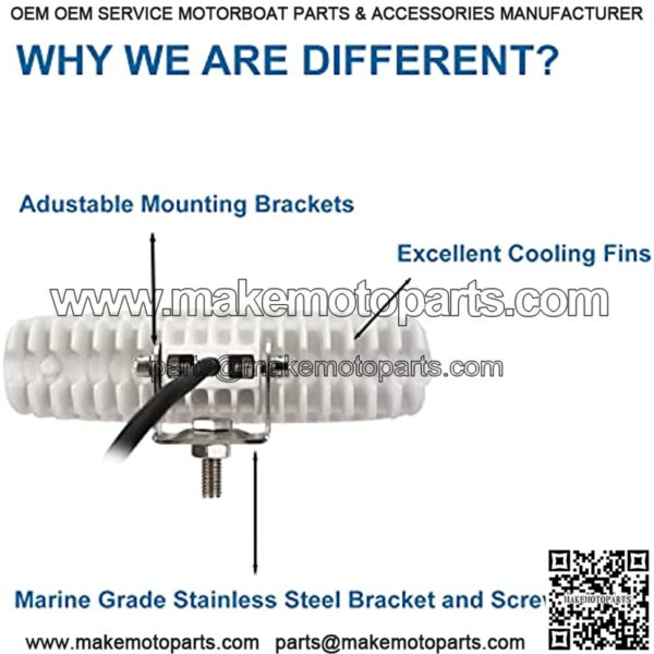 6 inch 72W Waterproof Led Boat Lights Spotlights Deck/Dock Marine Lights 4000LMS 120??Flood Light Led Light Bar, 2 Pack, 12/24 V - Image 3