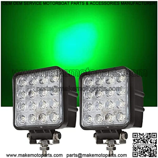 Green Led Pods 48W 3inch Spot Hunting Lights Driving Work Fog Lamps for F150 Truck SUV Polaris Auxiliary Offroad Off-road Boat Fish Pig Deer Hog Hunting Motorcycle 12 Volt Motor (Pack of 2)