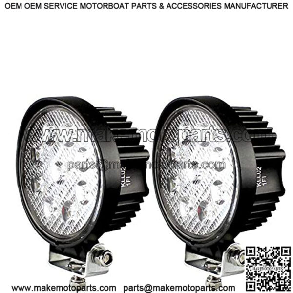 LED Pods Spot Flood Light 4" 27W Round Work Light 6000K for Tractor Bulldozer UTV Golf Cart Boat Off Road Truck Jeep SUV ATV - Voltage Automotive (2x Flood Light)