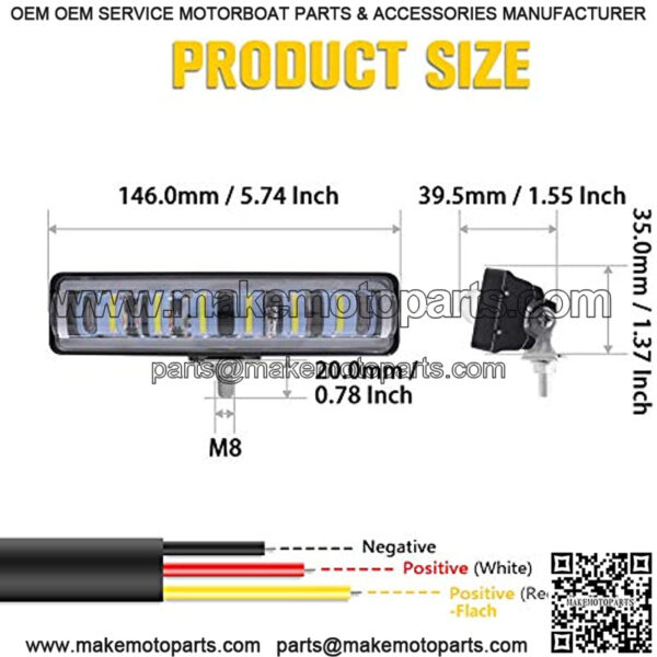5.7inch LED Light Bar 2 Function in 1 Daytime Running Fog LED Light/Xenon White,Brake Reverse Turn Signal Light/Blue+Red for Trucks Car Pickup ATV Jeep Motorcycle Boat Golf Cart.1-Pack. - Image 2
