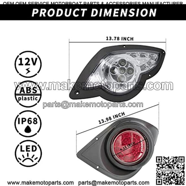 Deluxe Golf Cart LED Light Kit for Yamaha G29 2007-2016 Gas or Electric Models Headlights Tail Light (12 Volt) - Image 4