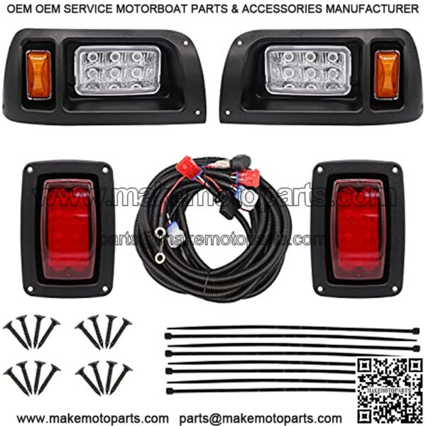 Club Car DS Led Headlight and Tail Light Kit 12 Volt for 1993-up Golf Cart Modified Assembly 101988001 101988002