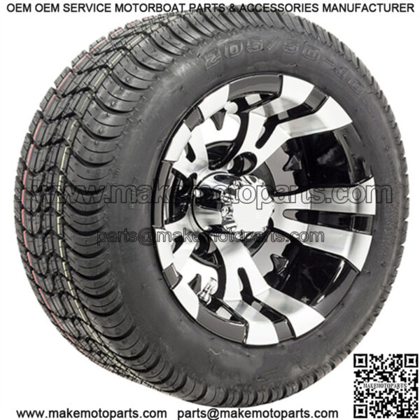 Set of 4 - 14 inch Vampire Machined Golf Cart Wheels on Street Tires