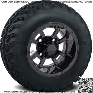 Golf Cart 10x7 Black Wheels Mounted on 22" All Terrain Tires Combo