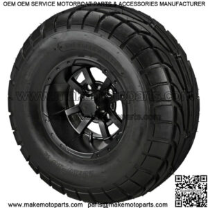 4 Golf Cart 22x10-10 Street Tires on 10x7 Matte Black Wheels