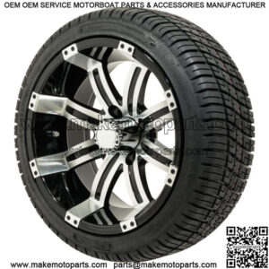 Set of 4 - 14 inch Machined Golf Cart Wheels on Low Profile Tires