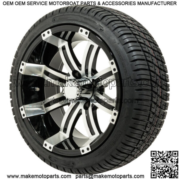 Set of 4 - 14 inch Machined Golf Cart Wheels on Low Profile Tires
