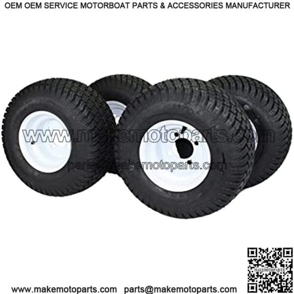 8" WHITE STEEL GOLF CART WHEELS AND 18X8.50-8" 4 PLY TURF TIRES ATW-003- (SET OF 4)