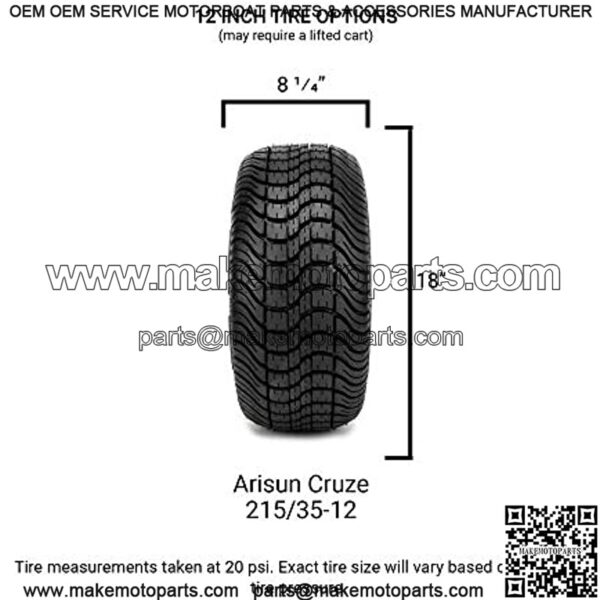 215/35-12"Cruze" Dot Low Profile Tires For Ezgo, Club Car, Yamaha Golf Carts (Set Of 2 Tires) - Image 5
