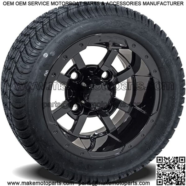 Set of 4 10 inch Storm Trooper Black Golf Cart Wheels On Low Profile Tires - Image 2