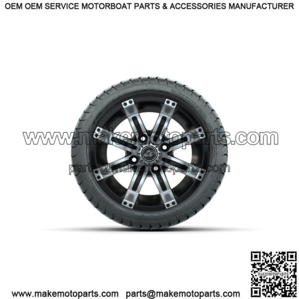 Set of 4 12" Tempest Black/Machined Golf Cart Wheels & 215/35-12 (18") Tires